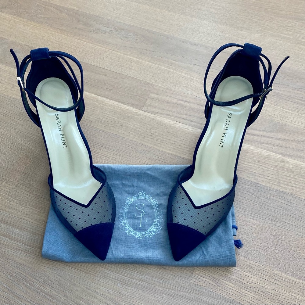 Sarah Flint Navy Polka Dot Parker 85 in IT 38.5
